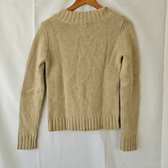 J. Crew Vintage Cable Knit Cashmere Wool Blend Cropped V Neck Sweater Size XS - Picture 6 of 8
